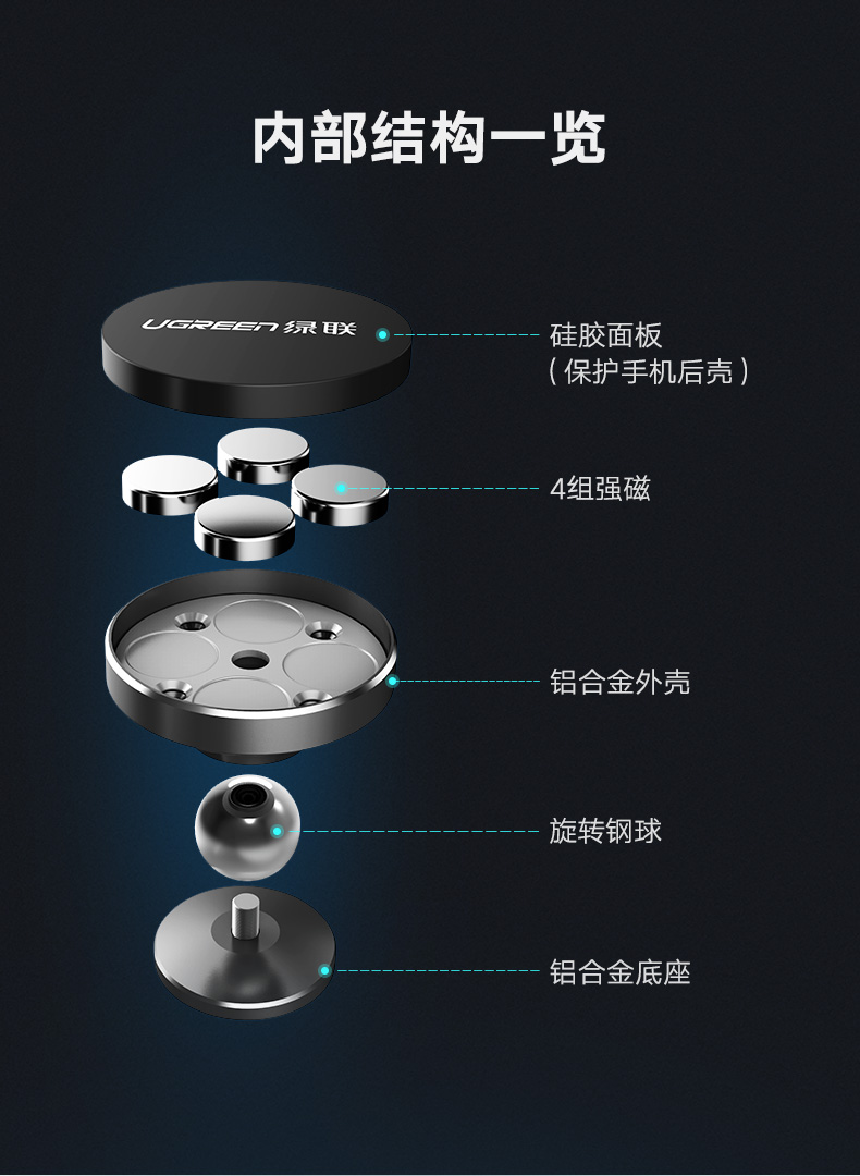 ="恒行6车载手机支架，汽车吸盘式可旋转手机支架"/