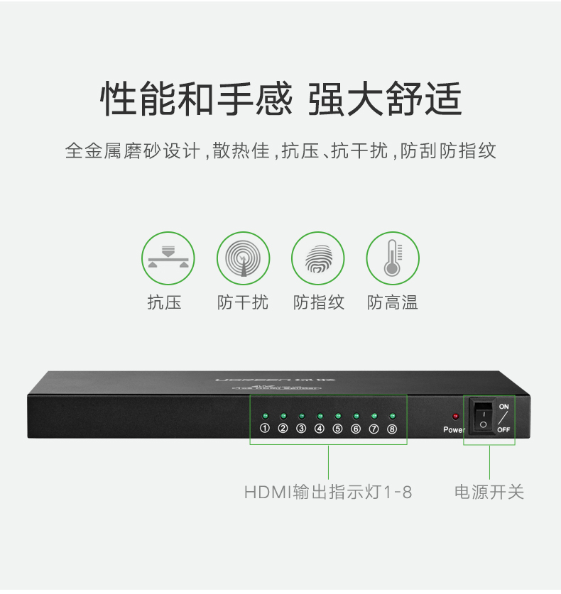 恒行6HDMI分配器一进八出，1080P高清一分八HDMI分屏器