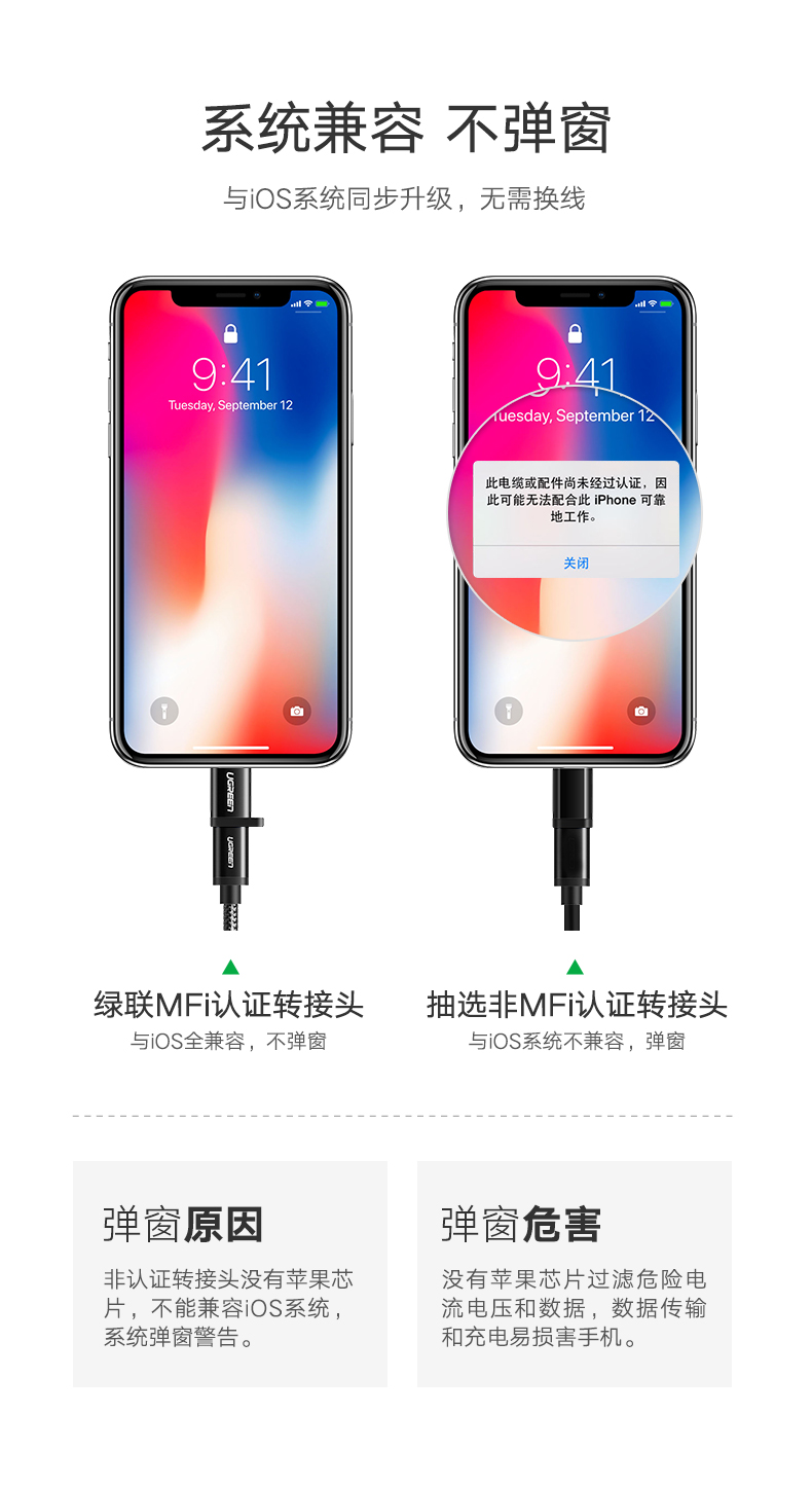 恒行6安卓转苹果转接头，MFi认证micro usb转lightning