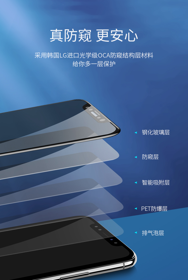 恒行6iPhone x/xs/max防窥钢化膜