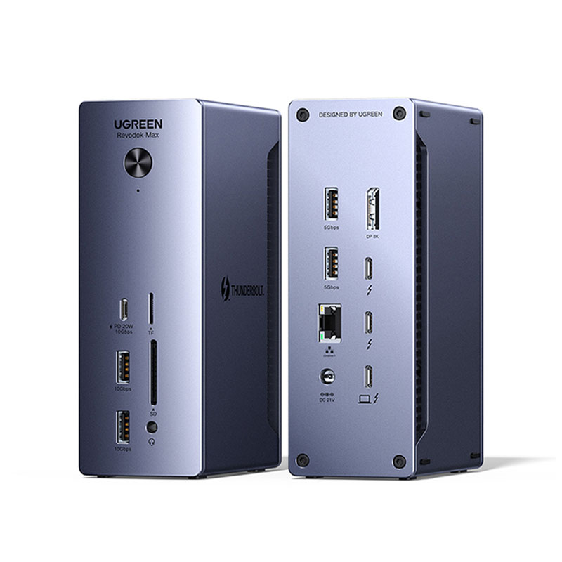 恒行6桌面立式扩展坞 8K三屏异显 40Gbps高速传输 雷电4多接口HUB