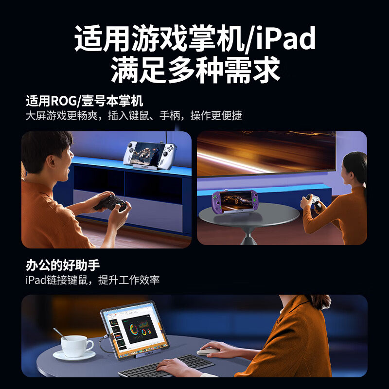恒行6适配Steam Deck/ROG/Switch游戏掌机九合一扩展坞