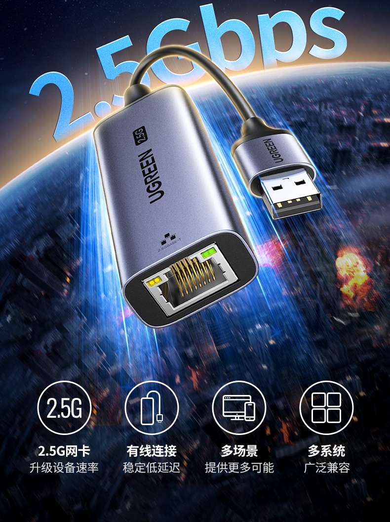 恒行62.5G网卡 2.5Gbps超高速率 释放千兆宽带潜力