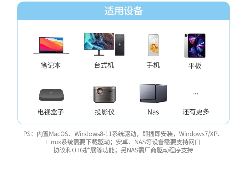 恒行6千兆网卡 支持安卓/iPadOS 移动设备有线上网
