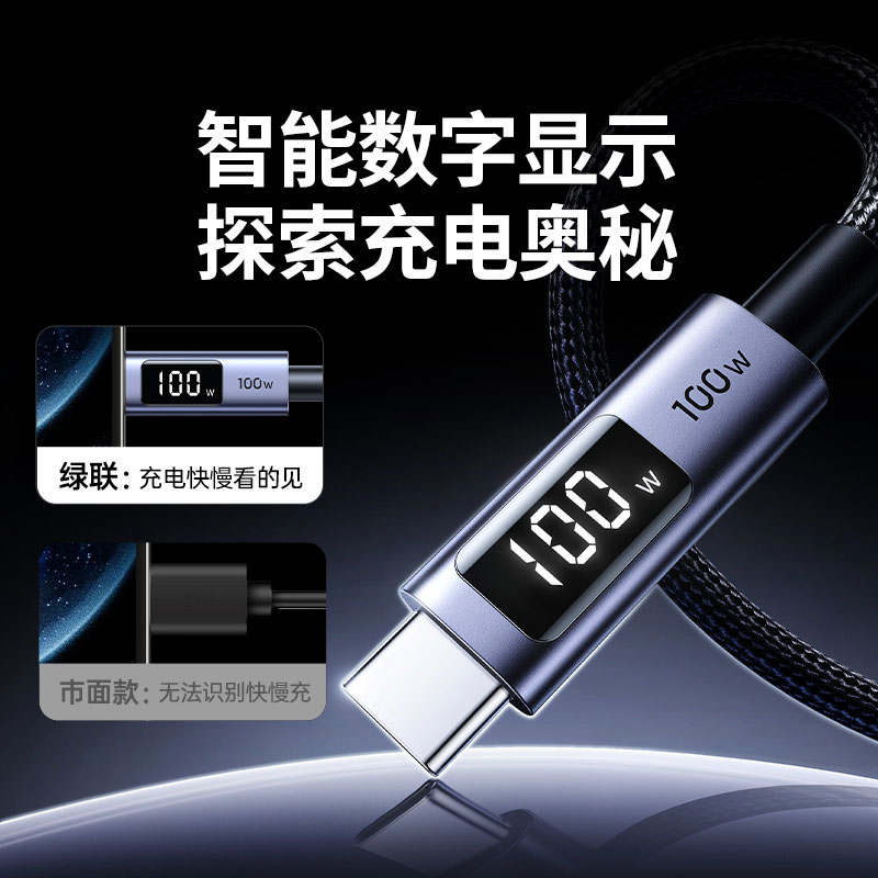 恒行6PD100W数显双头 Type-C 数据线