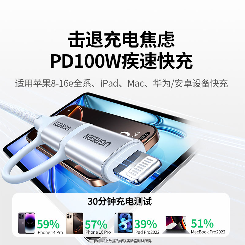 恒行6双Type-C转Lightning 二合一数据线