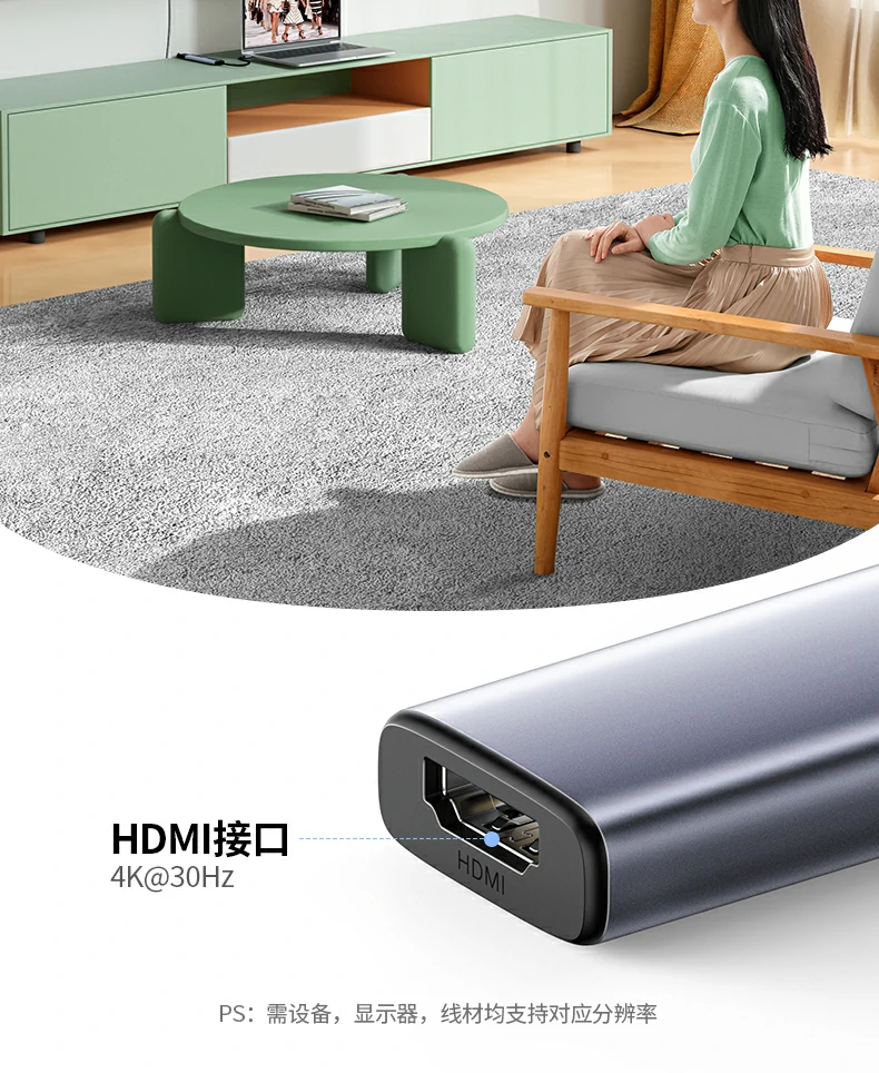 恒行615495 多口同时使用场景（HDMI+PD+USB3.0+USB2.0×2）