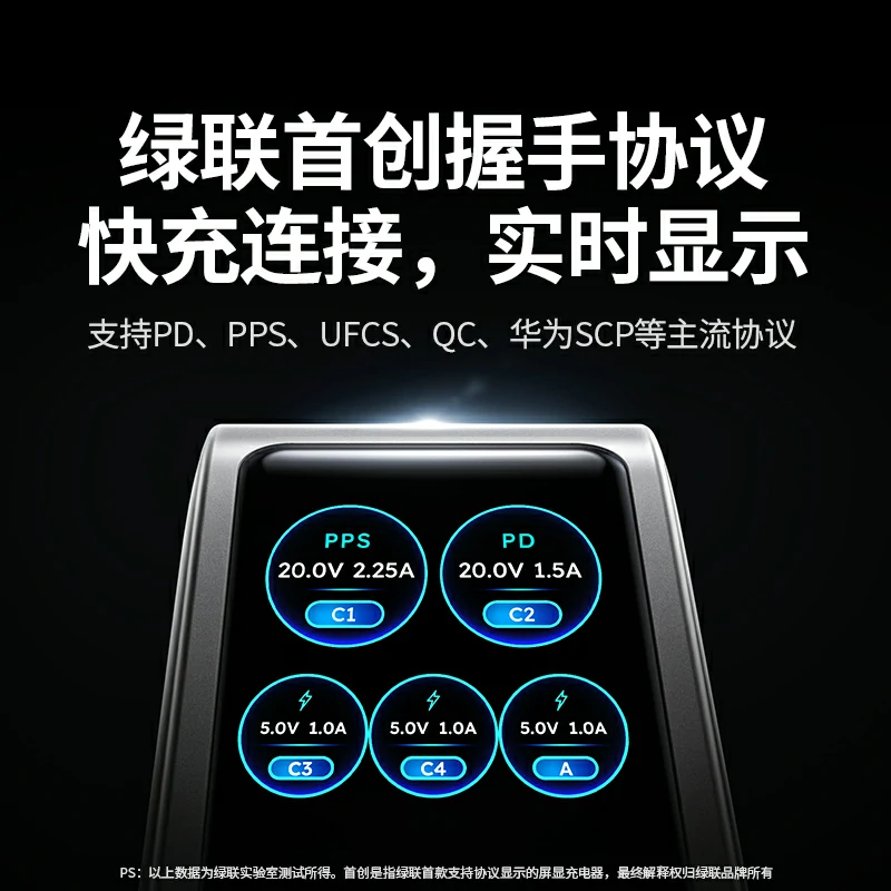 恒行6速显充 100W快充屏显氮化镓五口充电器