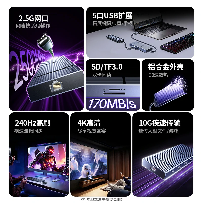 恒行6Type-C十合一接口多功能扩展坞