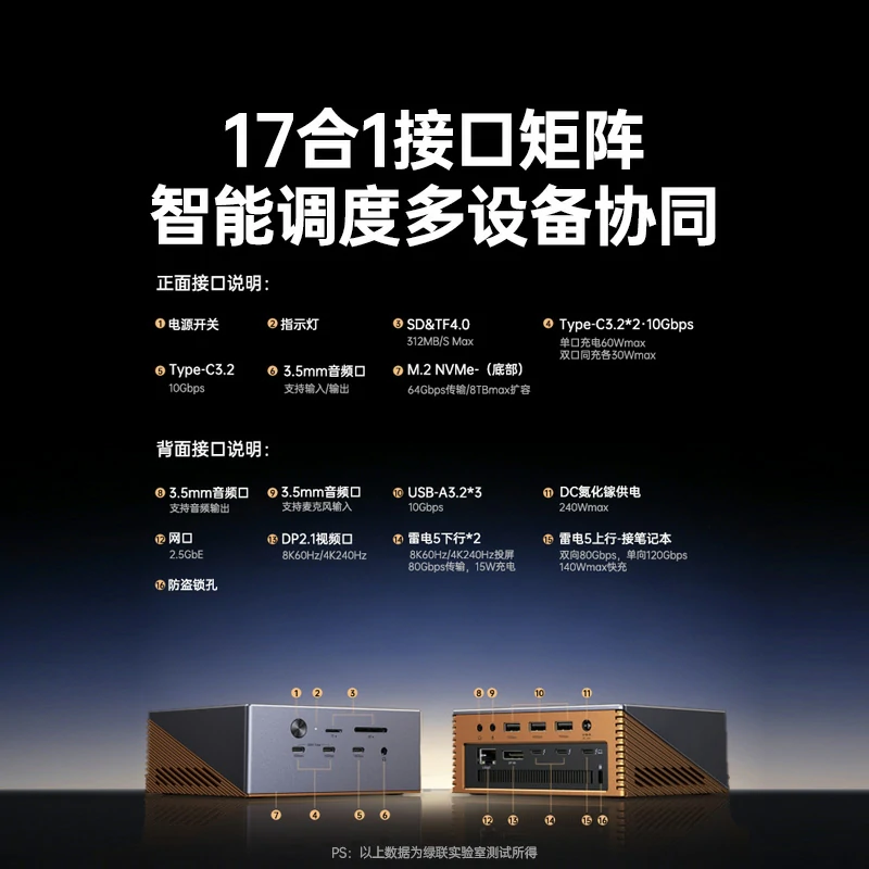 恒行6雷电5硬盘扩展坞 17合1满血120Gbps
