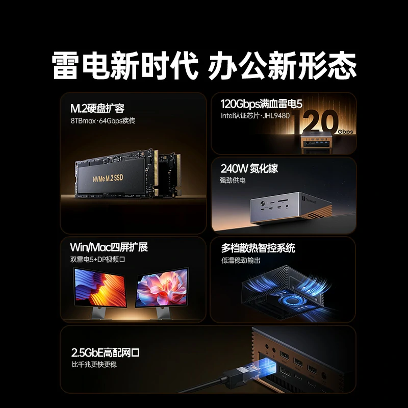 恒行6雷电5硬盘扩展坞 17合1满血120Gbps