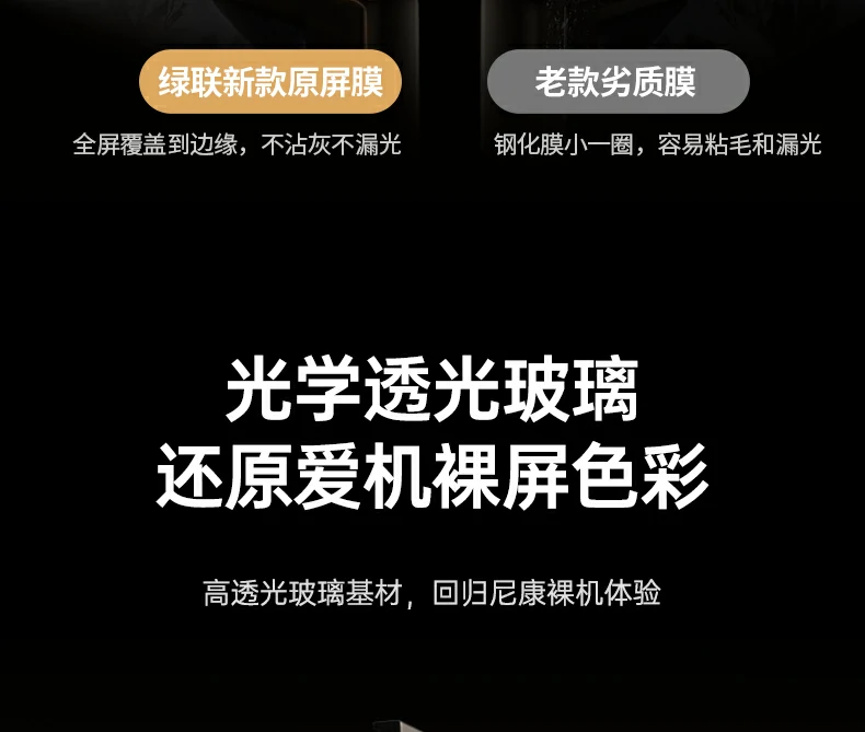 抗指纹效果 - 告别指纹残留,屏幕始终保持洁净 抗指纹效果对比,贴膜前后指纹残留对比