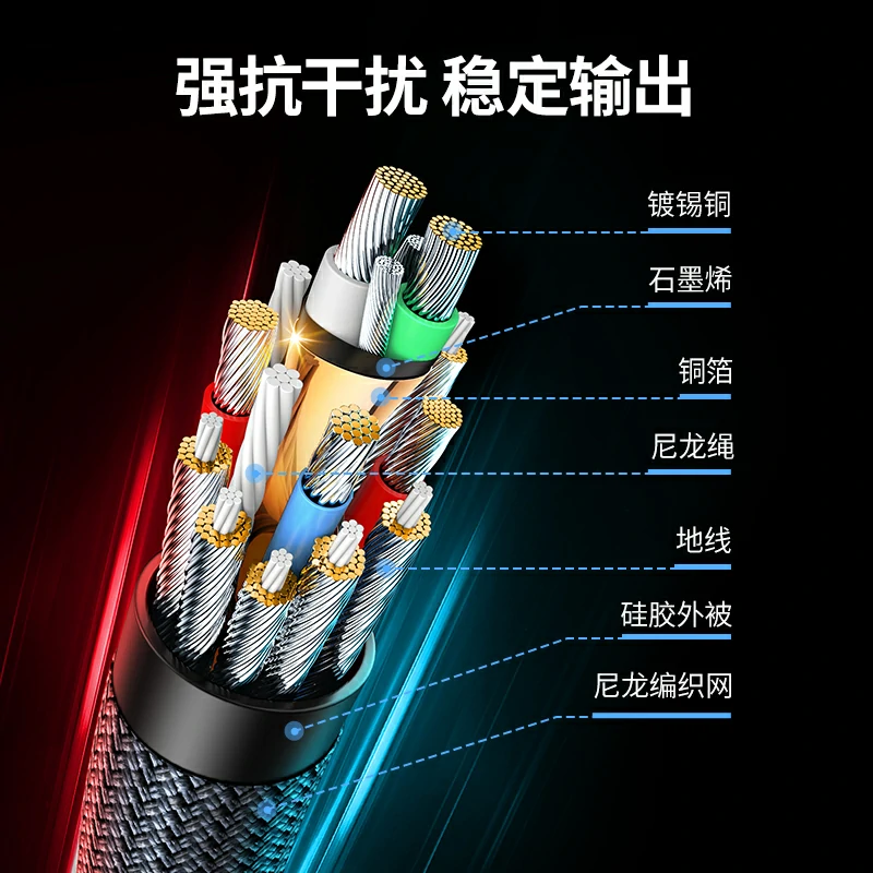 恒行6 PD240W 双Type-C硅胶编织数据线