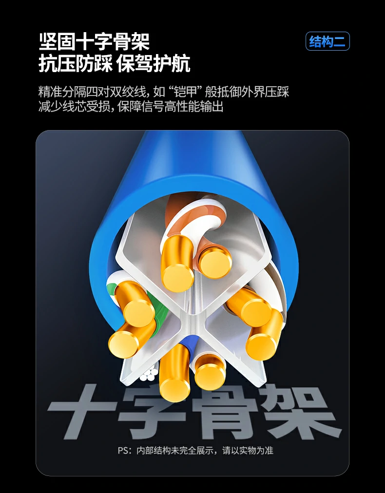 恒行6NW330六类工程网线三重抗干扰结构示意图