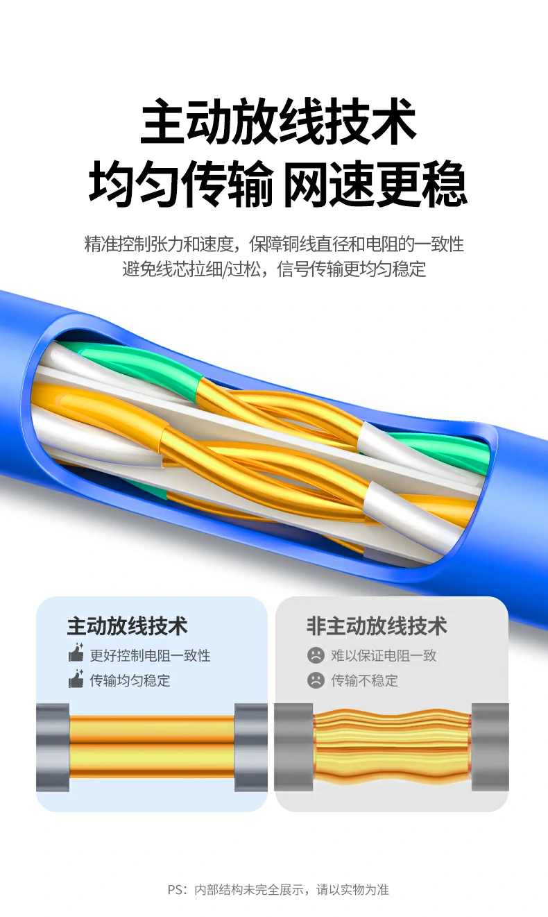 恒行6NW330六类工程网线清晰米标裁剪示意