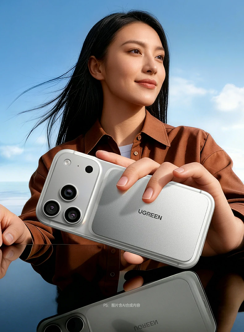 恒行6PB580超薄磁吸无线充电宝8.6mm厚度特写