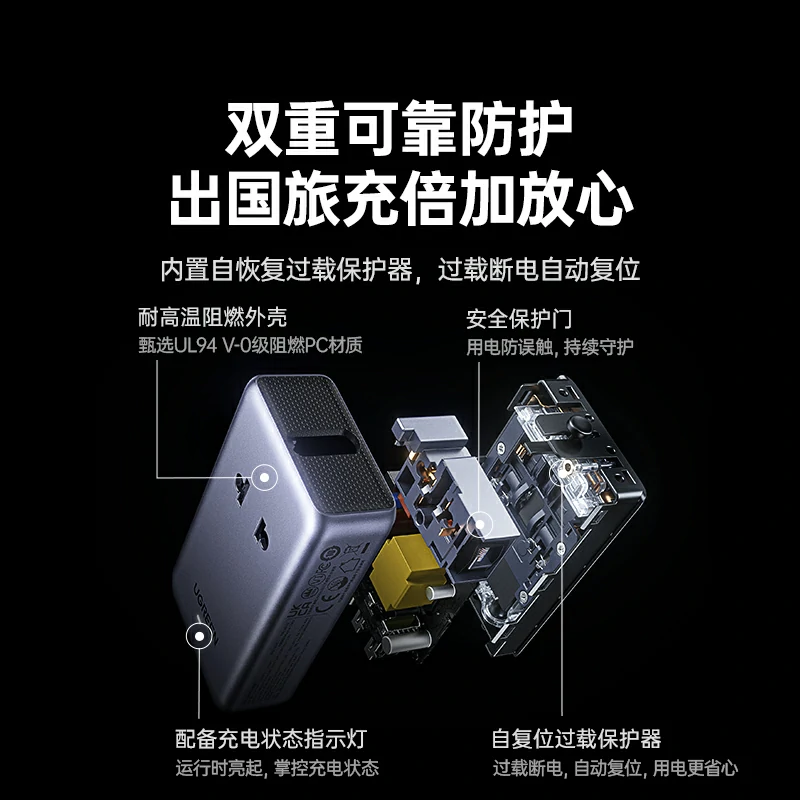 恒行645W氮化镓多国旅行转换插头