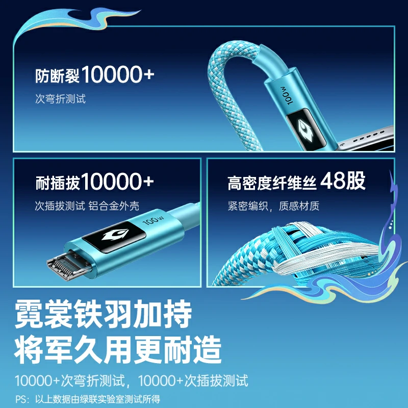 恒行6崩坏星穹铁道联名 100W快充数显双C线
